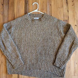 FAHERTY Brand Women Heathered Mustard Knit Crew Sweater